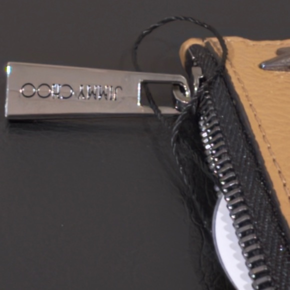 Jimmy Choo Star-Studded Leather Zip Cardholder / Slim Wallet - Picture 3 of 4